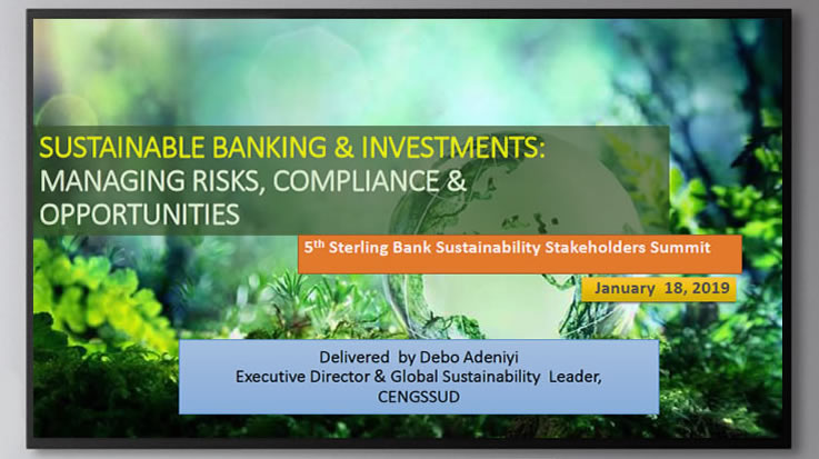 Our Lecture engagement at the Sterling Bank 5th Sustainability Stakeholder’s Summit 2019